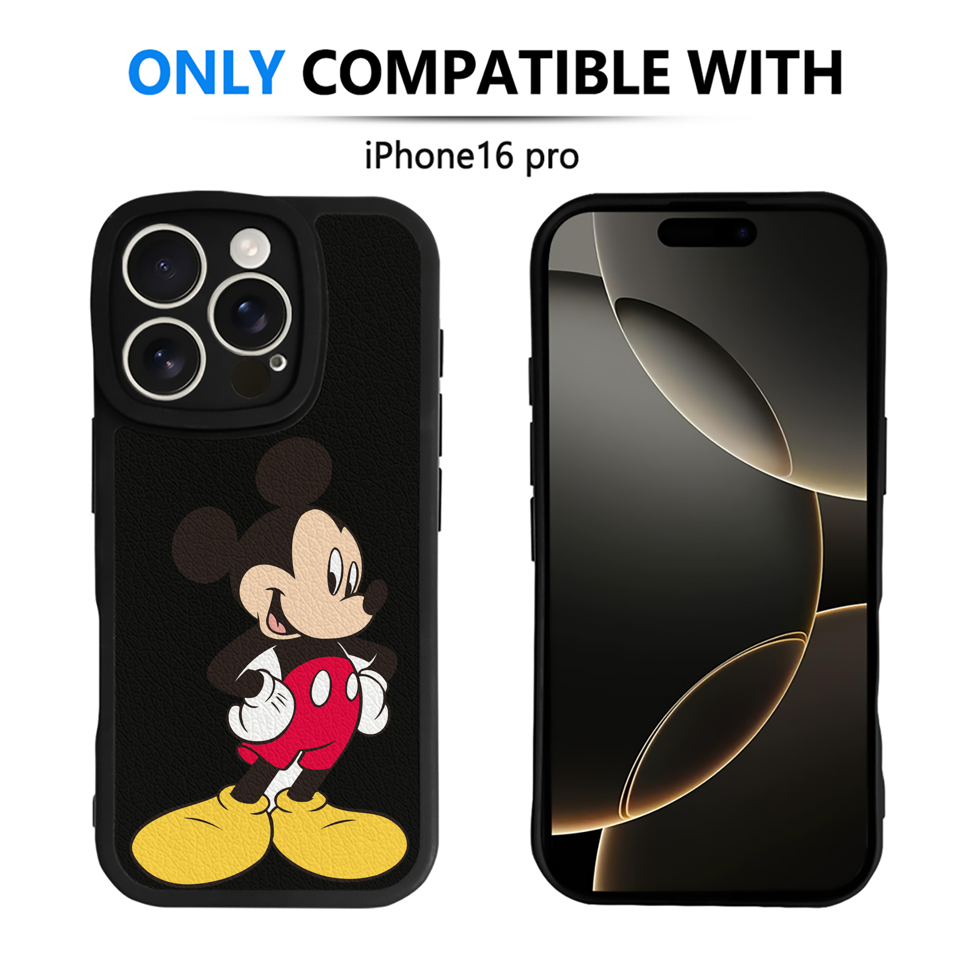 （画像用） ミッキーマウス Mickey Mouse 【iPhone 16シリーズ対応】シリコンスマホケース（レザー調） 材質：シリコン